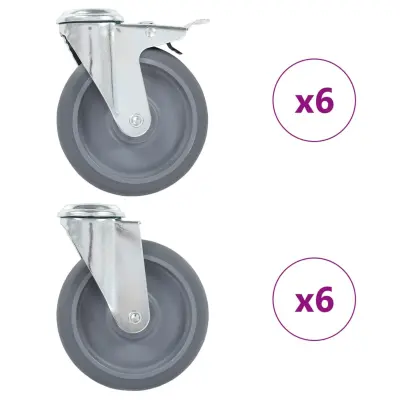 vidaXL Gibljiva kolesa z luknjami za sornik 12 kosov 125 mm