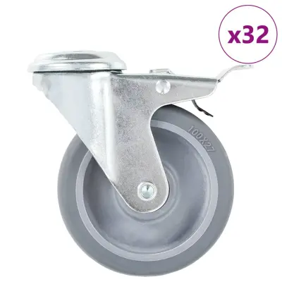 vidaXL Gibljiva kolesa z luknjami za sornik 32 kosov 100 mm