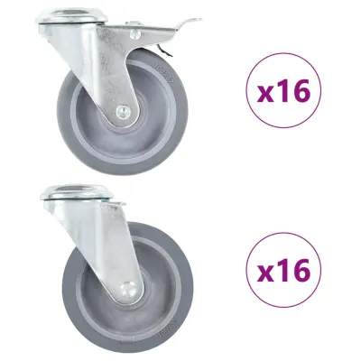 vidaXL Gibljiva kolesa z luknjami za sornik 32 kosov 100 mm