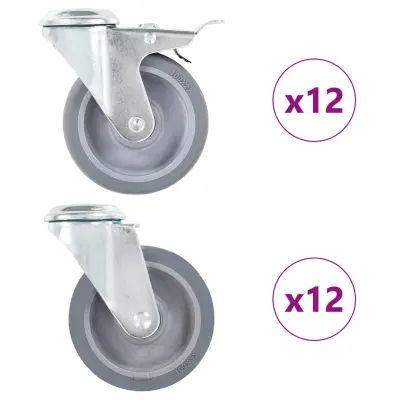 vidaXL Gibljiva kolesa z luknjami za sornik 24 kosov 100 mm