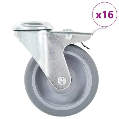 vidaXL Gibljiva kolesa z luknjami za sornik 16 kosov 100 mm