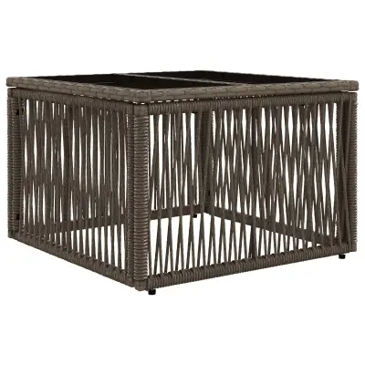 vidaXL Vrtna miza Siva in črna 55 x 55 x 37 cm PE Ratan in Steklo