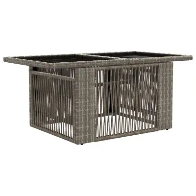 vidaXL Vrtna miza Siva 100 x 55 x 37 cm PE Ratan in Steklo