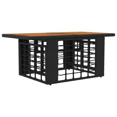 vidaXL Vrtna miza Črna in naravna 100 x 55 x 37 cm PE Ratan in Steklo