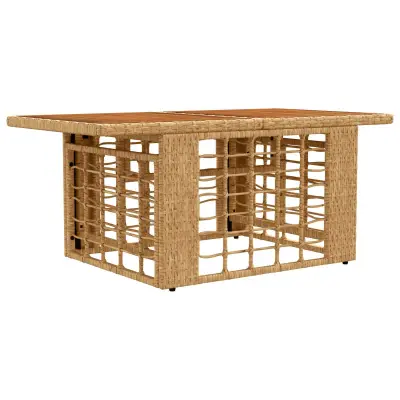 vidaXL Vrtna miza Naravna 100 x 55 x 37 cm PE Ratan in Steklo