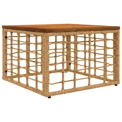 vidaXL Vrtna miza Naravna 55 x 55 x 37 cm PE Ratan in Steklo