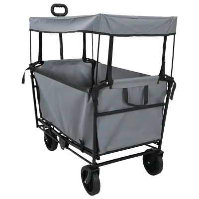vidaXL Zložljiv ročni voziček Siva 105 x 56,5 x 116 cm Oxford tkanina