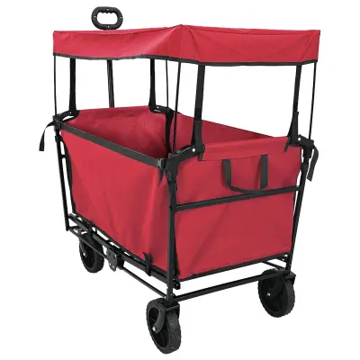 vidaXL Zložljiv ročni voziček Rdeča 105 x 56,5 x 116 cm Oxford tkanina