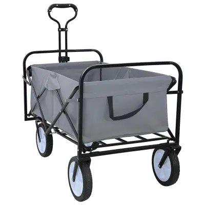 vidaXL Zložljiv ročni voziček Siva 94 x 53 x 99 cm Oxford tkanina