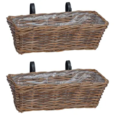 vidaXL Obesna košara za sadike 2 pcs Rjava 48 x 22 x 15 cm