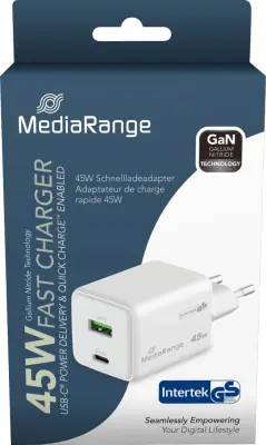 Polnilec hitri mediarange 43 w z izhodom usb-a in usb-c mrma113