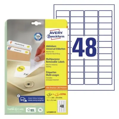 Etikete zweckform l4736rev 45,7x21,2mm odstranljive 1/25