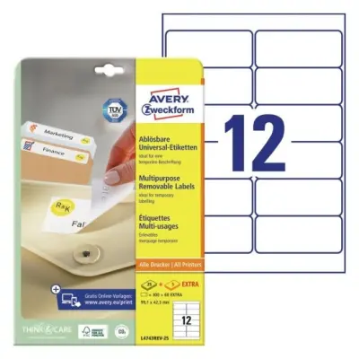Etikete zweckform l4743rev 99,1x42,3mm odstranljive 1/25
