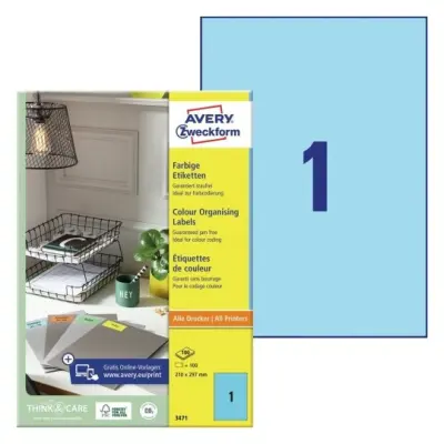 Etikete zweckform 3471 210x297mm modre