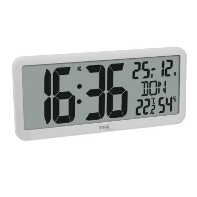 Ura stenska tfa digitalna radijsko vodena s sobno temperaturo bela 60.4525.02