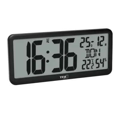 Ura stenska tfa digitalna radijsko vodena s sobno temperaturo črna 60.4525.01