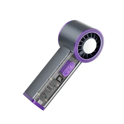 Prosojen ročni ventilator, 100-stopenjski zaslon, LED, 2000mAh Gray