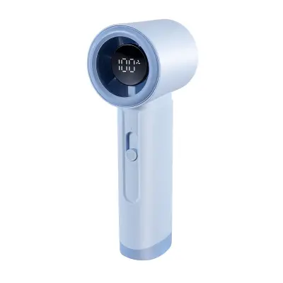 Digitalni turbo ročni mini ventilator z LED zaslonom, USB-C Blue