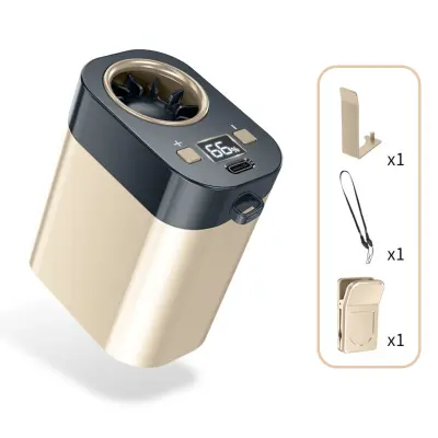 Priklopni prenosni mini ventilator — turbo zračni pretok visoke hitrosti, USB-polnljiv, brezrokno nosljiv ventilator za pas/obešanje Šampanjec