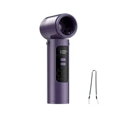 Ročni mini ventilator visoke hitrosti — turbinski pretok zraka, brezkrtačni motor, USB-polnljiv, 3-v-1 ročni/vrat/namizni Vijolična