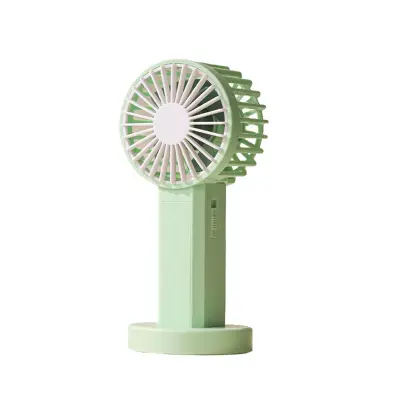 Mini USB polnilni ročni ventilator z LED lučko, 2 hitrosti, 250mAh Green