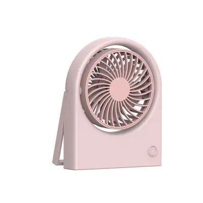 Zložljivi namizni ventilator (brezkrtačni motor) — 1200 mAh polnilen, tri hitrosti, stenski, nastavljiv kot Pink