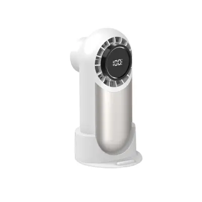Polnilni prenosni ročni namizni ventilator — 3600mAh, 3-stopnje, hlajenje z ledenim obkladkom, indikator stanja baterije Bela