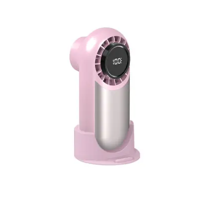 Polnilni prenosni ročni namizni ventilator — 3600mAh, 3-stopnje, hlajenje z ledenim obkladkom, indikator stanja baterije Roza
