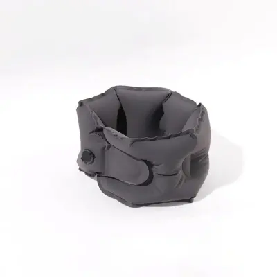 Napihljiv silikonski vratni vzglavnik z gumbom za hitro napihovanje DarkGrey