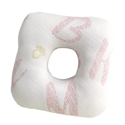 Blazina za uho z eno odprtino za spanje na boku - mlečna svila + PP-bombaž, 28 cm x 28 cm x 7 cm, roza, zaščitna blazina za ušesa za lepotne salo