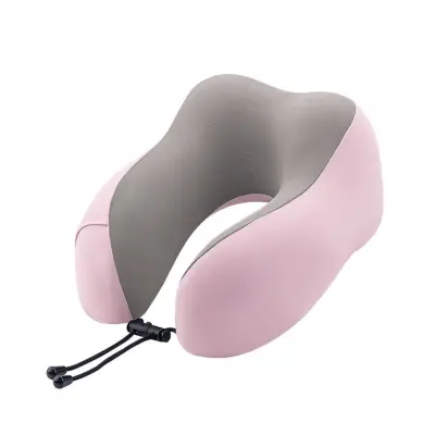 Potovalni U-vzglavnik s 360° oporo vratu, ledena svila, spominska pena Pink