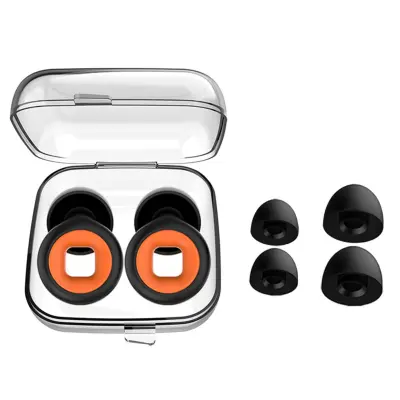 Silikonski ušesni čepki, kovancna oblika, 1 par, pralni in večkratni Black Orange