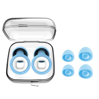 Kovancasti silikonski ušesni čepki (1 par) – udobni pralni 25-28db Blue + White