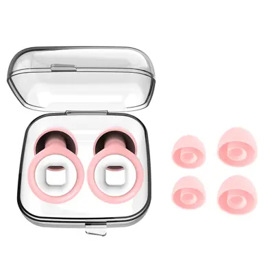 Kovancasti silikonski ušesni čepki (1 par) – udobni pralni 25-28db White+Pink