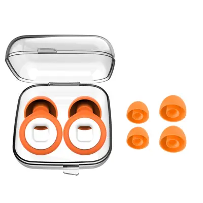 Kovancasti silikonski ušesni čepki (1 par) – udobni pralni 25-28db White+Orange