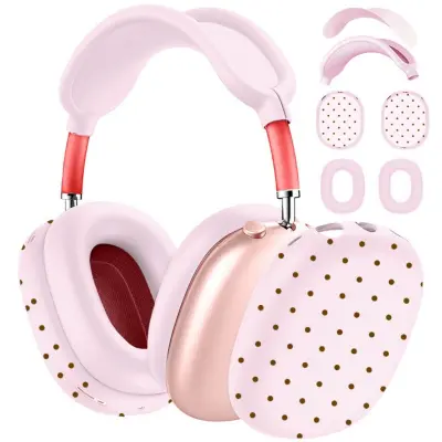 Silikonski ovitek za Apple AirPods Max, bel s črnimi pikami Pink