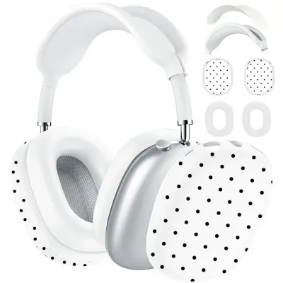 Silikonski ovitek za Apple AirPods Max, bel s črnimi pikami White