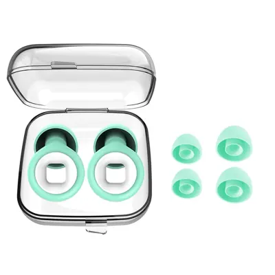 Silikonski ušesni čepki, kovancna oblika, 1 par, pralni in večkratni White+green