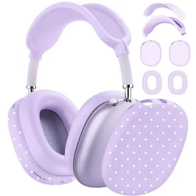Silikonski ovitek za Apple AirPods Max, bel s črnimi pikami Purple