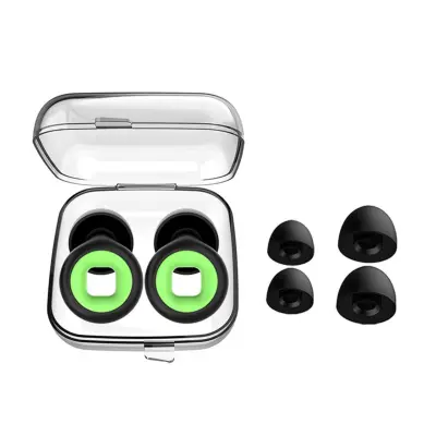 Kovancasti silikonski ušesni čepki (1 par) – udobni pralni 25-28db Black+Green