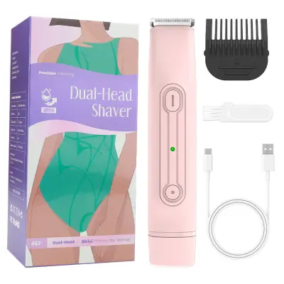 Dvojna glava ženski brivnik USB-C, IPX6 vodoodporen Pink