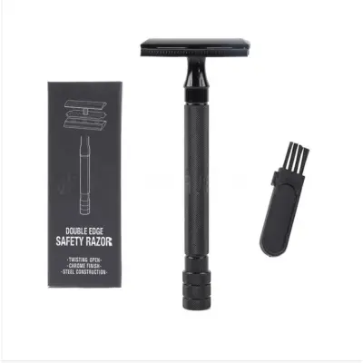 Moški klasični varnostni brivnik iz cinkove zlitine s krtačo Black