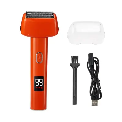 Moški električni brivnik z recipročnim folijskim mehanizmom, pralen, 90-min Orange