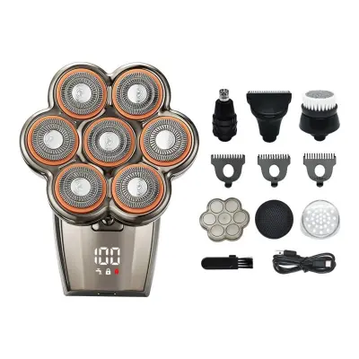 7D plavajoči električni brivnik – 7 rezil, LED, Type-C 900mAh Gunmetal