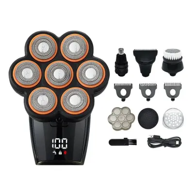 7D plavajoči električni brivnik – 7 rezil, LED, Type-C 900mAh Black