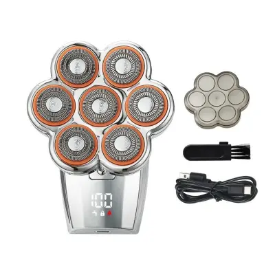 7D magnetna plavajoča glavica brivnika – LED, Type-C, IPX5, 120min Silver