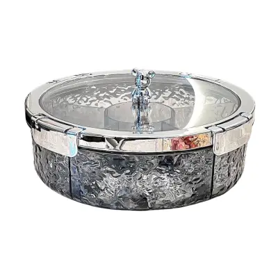 Luksuzen zrakotesen PET pladenj za prigrizke s pokrovom na klik Transparent Gray