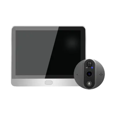 Pametni zvonec s špijonko - 3MP WiFi video zvonec z 4,3-palčnim IPS zaslonom, nočnim vidom, PIR zaznavanjem gibanja, 5000mAh baterijo, združljiv s