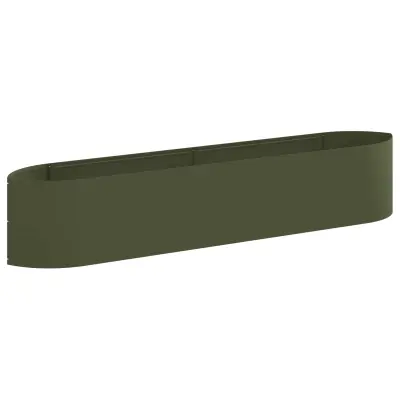 vidaXL Povišana vrtna gredica Olivno zelena 220 x 40 x 40 cm Jeklo