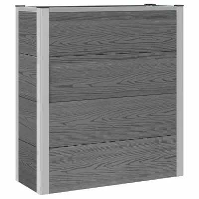 vidaXL Vrtna visoka greda Siva 75 x 30 x 22 cm WPC in aluminij